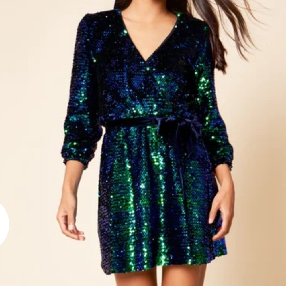 NWT Green blue sequin dress size M